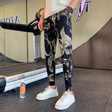 Summer New Ankle Length Floral Harem Pants For Men Clothing 2023 All Match Streetwear Slim Fit Casual Joggers Trousers Hip Hop