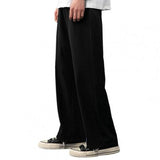 Plus Size Solid Color Men Pants Ankle-Length Lightweight Straight Wide Leg Oversize Pants Sweatpants Soft Summer Sports New2021