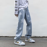 Men's Hip Hop Straight Jeans Trend  Neutral Denim Trousers Loose Wide Leg Street Pants Man Baggy American Jeans Large size 5xl