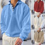 Men's  Sweatshirts Ocean River Polos  Gentleman Cotton Casual Solid Spring Autumn Turn-down Collar Tops