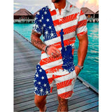 2023 Summer Men's Fashion 3D Printed Polo Shirt Beach Shorts Sets Loose Thin Lapel Casual Short Sleeve Suit Tracksuit Oversized