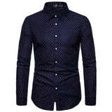 M-5XL Men's New Dot-Print Business Casual Shirt Men's Long Sleeve Shirts The Office Mens Cotton Shirts Regular Fit  Large Size