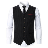 Men Suit Vest Coat Stripe Fabric Decorative Chest Pocket Design Classic Design Causal  Business Fashion Slim Fit Men Suit