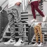 Men's Big Pocket Cargo Pants Trousers Casual Men Jogger Pants Fashion Stitching zipper Sportswear Cotton Fitness Sweatpants