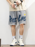 2023 New Summer Men's Shorts Hip Hop Letter Drawstring Baggy Cotton Sweatshorts Male Straight Wide Short Sweatpants Streetwear