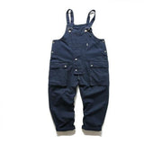 Ilooove 2023 Men's Retro Designer Overalls Workwear Sling Korean Loose Wide Leg Jumpsuit Streetwear Solid Color Men's Clothing