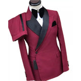 Double Breasted Men Suits Slim Fit 2 Pieces Wedding Groom Tuxedo Formal Italian Fashion Blazer (Jacket+Pants) Custom Costume