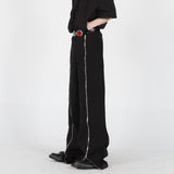 2023 Niche Design Zipper Split Casual Pants Spring New Trend Male Loose High Street Men's Straight Wide Leg Trousers 9A7173