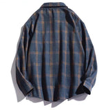 Spring and Autumn Men's Trendy Casual Loose Long-sleeved Retro Plaid Shirt