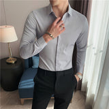 Men Long Sleeve Shirt 2023 New British Style Solid Casual Slim Fit Camisas Y Blusas Formal Dress Chemistry Homme Men Clothing