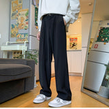 2023 New Men Suit Pants Solid Full Baggy Wide Leg Trousers Straight mop pants Bottoms Streetwear Oversize Unisex Casual Pants