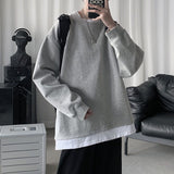 Handsome fake two-piece sweatshirt men women spring autumn Korean students long-sleeved shirt hip hop oversized lover hoodies