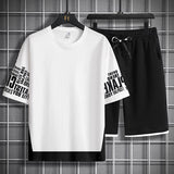 2023 Casual Mens Set Round Neck Short Sleeve Cotton Tshirt and Shorts Fashion Two Piece Set Male Trendy Streetwear Sports Suit