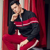 Men's Hooded Athletic Tracksuit Casual 2 Pieces Suits Color Block Hoodies and Sweatpants Set Tracksuit Mens Clothes