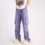 2023 Men's Fashion Trend Ventilate Work Cargo Casual Pants Large Pocket Decoration Sweatpants Elastic Waist Trousers