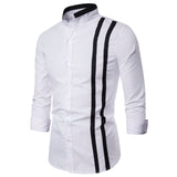 New Men's Shirts Henry brought Slim Striped collar Long Sleeve Flower Print Casual Party Shirt Tops plus-size S-5XL