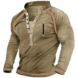 Spring Autumn Men Outdoor Tactical T-Shirts Thick Cotton V-neck Long Sleeve Tees Shirt Male Oversized Sweatshirt Male Clothes