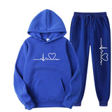 2023 Men's and Women's Plush Sweater Set Autumn and Winter Men's Heart Picture Hoodie Trendy Brand New Men's Set