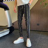 Black/White Summer Thin Vertical Stripe Harem Pants For Men Clothing 2023 Slim Fit Casual Ankle Length Joggers Trousers 36-28