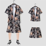 2 Piece Sets Men Beach Fashion M-3XL Baggy Handsome Print Shirts Shorts Hawaiian Holiday Unisex Thin Summer Vintage Clothing Ins