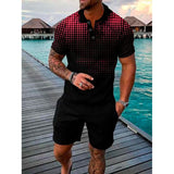 2023 Summer Men's Fashion 3D Printed Polo Shirt Beach Shorts Sets Loose Thin Lapel Casual Short Sleeve Suit Tracksuit Oversized