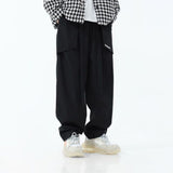 Harajuku Japanses Patch Pocket Trousers Men's Cargo Pants Streetwear Wide Leg Pants Unisex Simple Style Loose Straight Pants