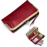 High Quality Genuine Leather Clutch Purse Women Zipper Wallet Bi-Fold Card Holder Wallets Female Long Clutch Wallet for Women