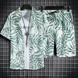 Men Summer Beach Floral Shirt 2 Piece Set Fashion Holiday Hawaiian Shirt + Shorts Sets Thin Quick Dry Casual Print Short Sleeve