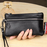 Genuine Leather Women Money Bag Versatile Solid Female Long Card Hold Wallet High Quality Lady Clutch Purse Wristlet Phone Bags