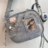 Ilooove Y2K Vintage Denim Handbag Cute Casual Fashion Chase Star Pain Bag 2023 Spring New Fashion Designer Luxury Square Bag