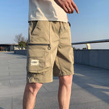 Black/Khaki Fashion Side Pockets Knee Length Shorts For Men Clothing 2023 All Match Comfortable Straight Casual Short Homme 36