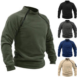 2023 Hot Sale Stand-up Collar Male Hoodie Autumn Winter Warm Fleeece Solid Color Outdoor Breathable Tactical Mens Gym Sport Tops