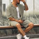 Vintage Men's Clothing Two Piece Suit Sportswear Summer Casual 2023 Fashion Button-up Lapel Shirts And Shorts Set Men Streetwear