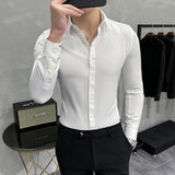 Plus Size 7XL 6XL 5XL Solid Business Formal Wear Long Sleeve Men Dress Shirts Simple All Match Slim Fit Casual Chemise Homme Hot