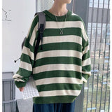 Spring Autumn Winter Fashion Man Casual Men's Loose Tess Cool Boys Pullover Knitted Sweater Soft Stripes Tops