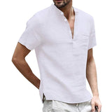 High Quality New Men'S Linen V Neck Bandage T Shirts Male Solid Color Long Sleeves Casual Cotton Linen Tshirt Tops S-3xl