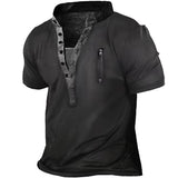 Men's Outdoor Tactical Hiking T-Shirts Military Army V-neck Shorts Sleeve Hunting Climbing Shirt Male Oversized Sport Clothes