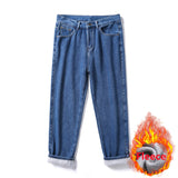 2023 Spring and Autumn Men's Straight Hip Hop Jeans Streetwear Loose Casual Wide Leg Pants Male Brand Trousers Light Blue Black