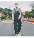 Ilooove 2023 Men's Retro Designer Overalls Workwear Sling Korean Loose Wide Leg Jumpsuit Streetwear Solid Color Men's Clothing