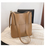 Women's Shoulder Bag New Casual Large Capacity Bucket Crossbody Pack Multifunction PU Leather Messenger Bags