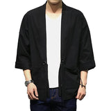 2023 Summer Men's Cotton Blends Linen Open Front Cardigan Embroidery Kimono Jackets