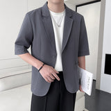 2023 Summer Men's Popular Blazer Lapel Collar Mid Sleeve Suit Jackets Solid Color Fashion Trend Western-style Clothes  M-3XL