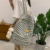 Women Backpack Students Plaid School Backpacks College School Bags For Girls Canvas Travel Backbag Female Scoolbag Rucksack