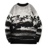 Autumn Winter Landscape Splash Ink Sweater Men Loose Harajuku Style Multiple types Round Neck Couple Pullovers Trendy knitwears