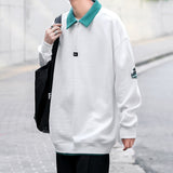 Korean wind Sweatshirt  Men Women Lapel Collar Hoodie Trendy Harajuku College Style Oversize Casual Sports Polo lapel sweater