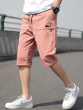 Plus Size Summer Capris Pants Men Breathable Cool Calf-Length Short Sweatpants Loose Casual Cropped Trousers 8XL