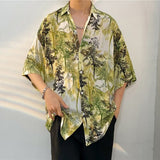 Casual Shirts Men Vintage Summer Thin Hawaiian Beach Style Handsome Print Chic Clothing Baggy M-3XL Fashion Streetwear Vacation