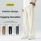 2023 New Casual Suit Pants  Light&Thin Korean Men's Pants Straight Loose Semi-Wide Sweatpants Soft Wide Leg Long Baggy Trousers