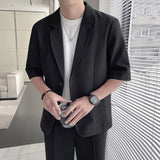 2023 Summer Men's Popular Blazer Lapel Collar Mid Sleeve Suit Jackets Solid Color Fashion Trend Western-style Clothes  M-3XL
