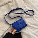 Luxury Mini Ladies Square Weave Bag PU Leather Shoulder Crossbody Bags for Women 2022 Spring Small Purses and Handbags Designer